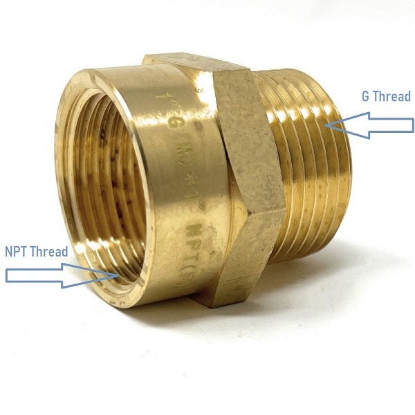 G Thread (Metric BSPP) Male to NPT Female Adapter - Lead-Free (1" x 1") - Cascada Showers