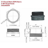 G Thread (Metric BSPP) Male to NPT Female Adapter - Lead-Free (3" x 3") - Cascada Showers