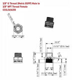 G Thread (Metric BSPP) Male to NPT Female Adapter - Lead-Free (3/8" x 3/8") - Cascada Showers