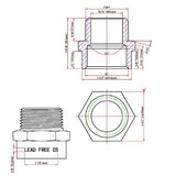 Lead-free brass 1 inch G to NPT thread converter