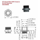 Lead-Free G Thread (Metric BSPP) Female to NPT Male Pipe Fitting Adapter - 1/4" - 3" - Cascada Showers