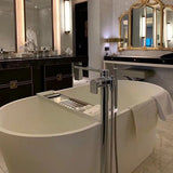 Modern Cascada Freestanding White Soaking Bathtub with Stainless Steel Drain and Overflow - Cascada Showers